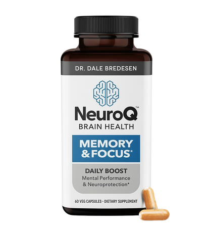 NeuroQ Memory & Focus | Formulated by Neurologist Dr. Dale Bredesen | Addresses All 4 Causes of Cognitive Decline | Ginkgo Biloba, Phosphatidylserine, Gotu Kola, Coffee Fruit, Turmeric & Propolis