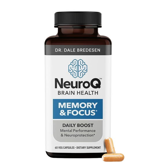 NeuroQ Memory & Focus | Formulated by Neurologist Dr. Dale Bredesen | Addresses All 4 Causes of Cognitive Decline | Ginkgo Biloba, Phosphatidylserine, Gotu Kola, Coffee Fruit, Turmeric & Propolis