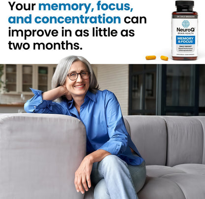 NeuroQ Memory & Focus | Formulated by Neurologist Dr. Dale Bredesen | Addresses All 4 Causes of Cognitive Decline | Ginkgo Biloba, Phosphatidylserine, Gotu Kola, Coffee Fruit, Turmeric & Propolis