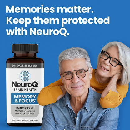 NeuroQ Memory & Focus | Formulated by Neurologist Dr. Dale Bredesen | Addresses All 4 Causes of Cognitive Decline | Ginkgo Biloba, Phosphatidylserine, Gotu Kola, Coffee Fruit, Turmeric & Propolis
